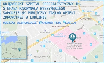 ODDZIAŁ ALERGOLOGII I CHORÓB PŁUC - WOJEWÓDZKI SZPITAL SPECJALISTYCZNY IM. STEFANA KARDYNAŁA WYSZYŃSKIEGO SAMODZIELNY PUBLICZNY ZAKŁAD OPIEKI ZDROWOTNEJ W LUBLINIE - AL. KRAŚNICKA 100,  LUBLIN