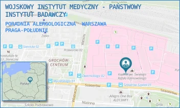PORADNIA ALERGOLOGICZNA - WOJSKOWY INSTYTUT MEDYCZNY - PAŃSTWOWY INSTYTUT BADAWCZY - SZASERÓW 128,  WARSZAWA PRAGA-POŁUDNIE