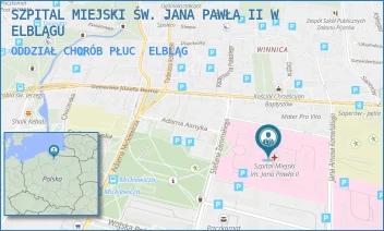 ODDZIAŁ CHORÓB PŁUC - SZPITAL MIEJSKI ŚW. JANA PAWŁA II W ELBLĄGU - ŻEROMSKIEGO 22, ELBLĄG